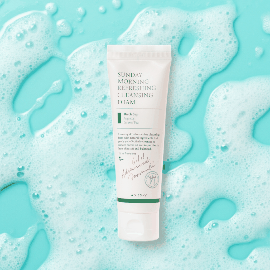 Centella AAXIS-Y Sunday Morning Refreshing Cleansing Foamsiatica white cleansing foam tube with green lettering and a slim green band
